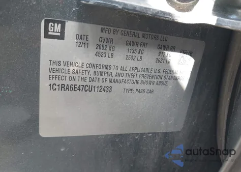 2012 Chevrolet Volt from USA, damaged, VIN 1G1RA6E47CU112433